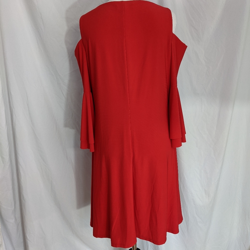 ☀️LAUREN Ralph Lauren NWT cold shoulder dress 8 red - Picture 9 of 17